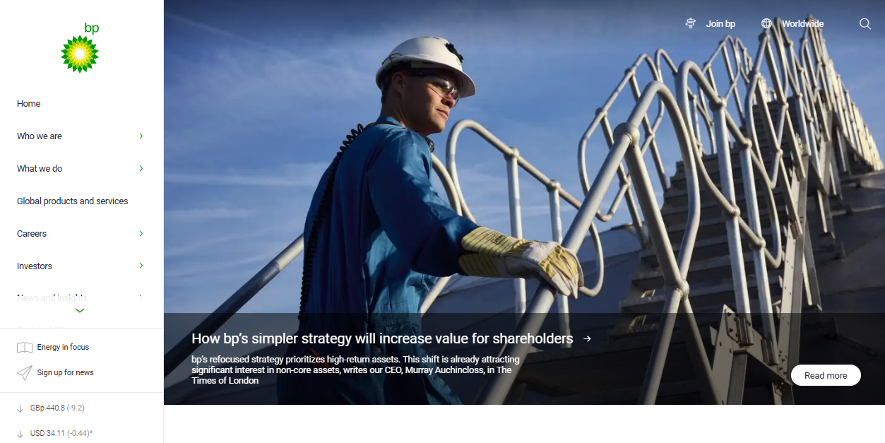 Bp Gas Marketing Ltd website homepage