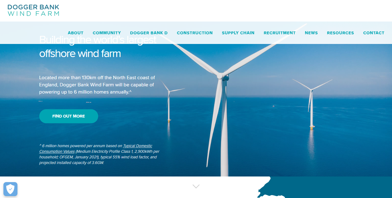 Doggerbank Offshore Wind Farm Project 2 Projco Ltd website homepage