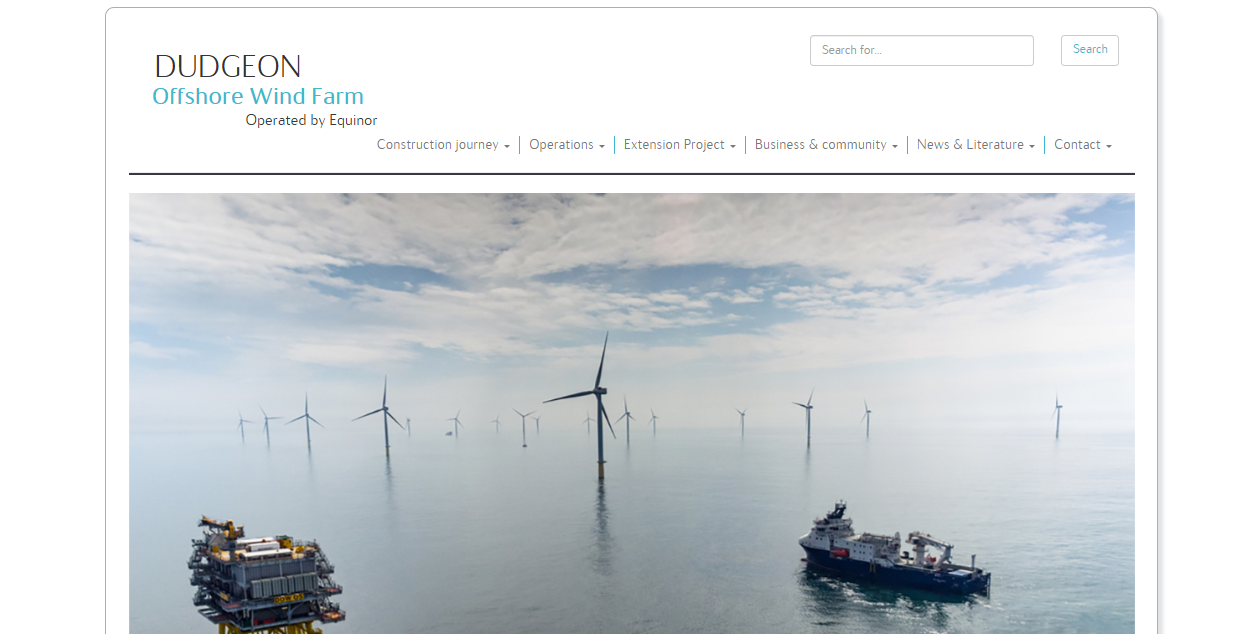 Dudgeon Offshore Wind Ltd website homepage
