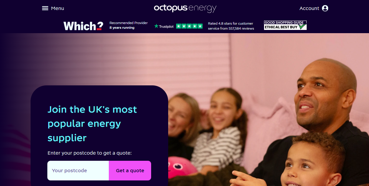 Octopus Energy Operations Ltd website homepage