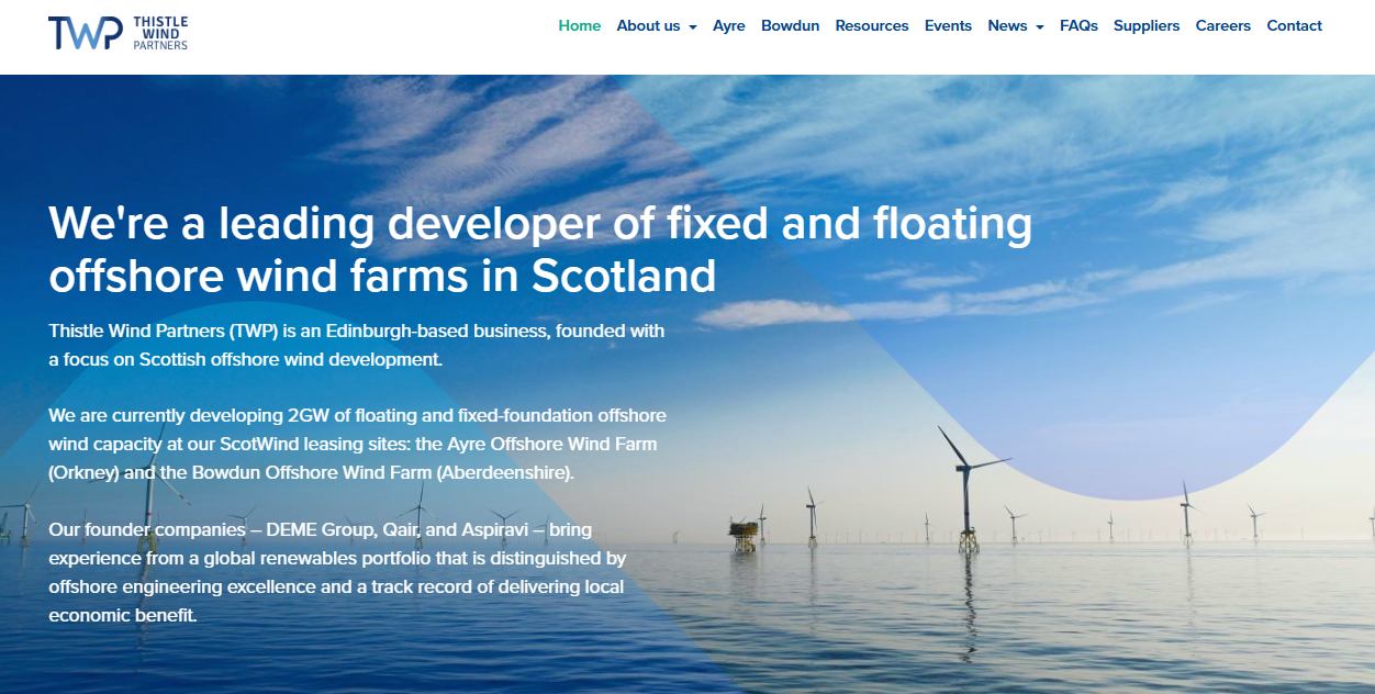Thistle Wind Partners Cluaran Deas Ear Ltd website homepage
